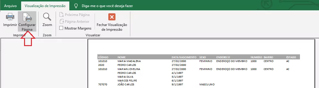 Personalizar Cabeçalho Relatório Membros