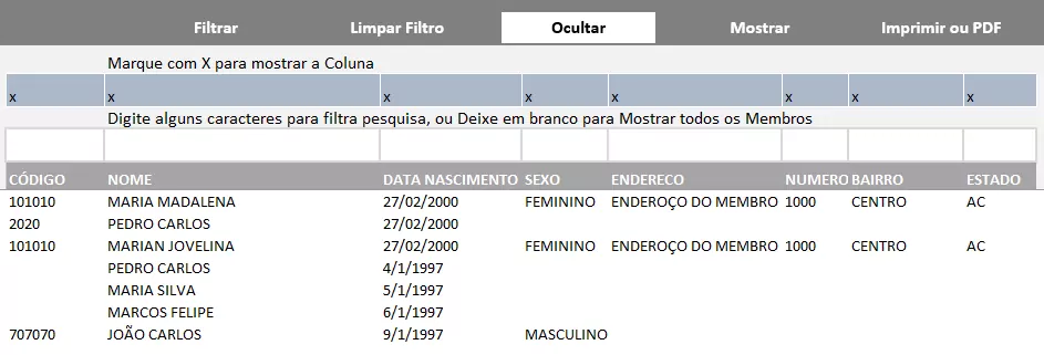 Personalizar Cabeçalho Relatório Membros