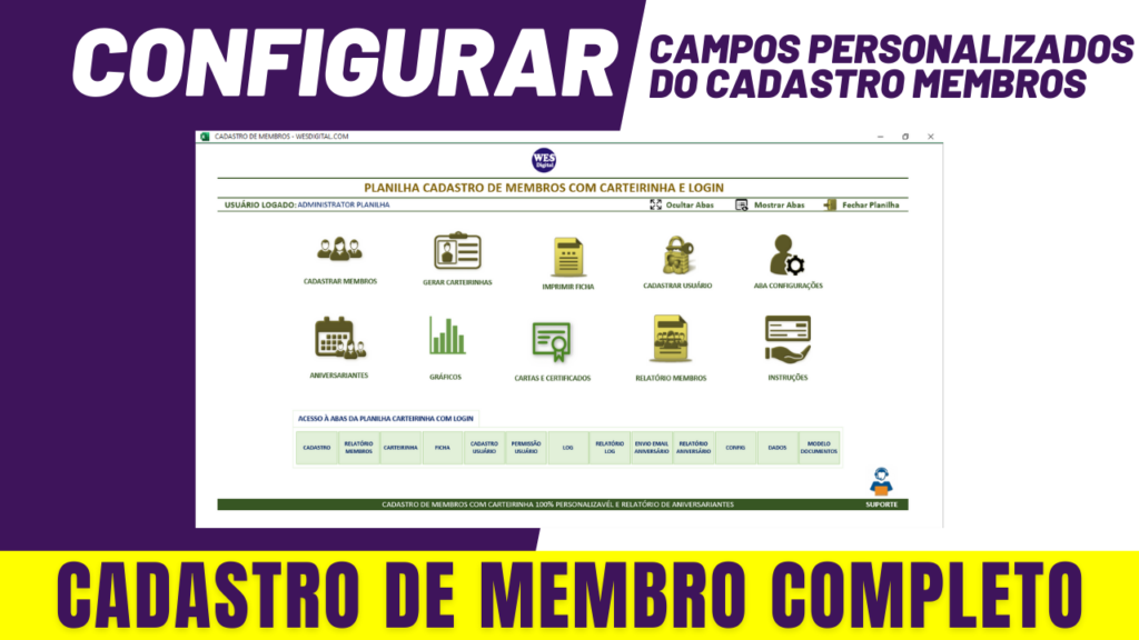 Configurando Campos Personalizados Cadastro de Membros